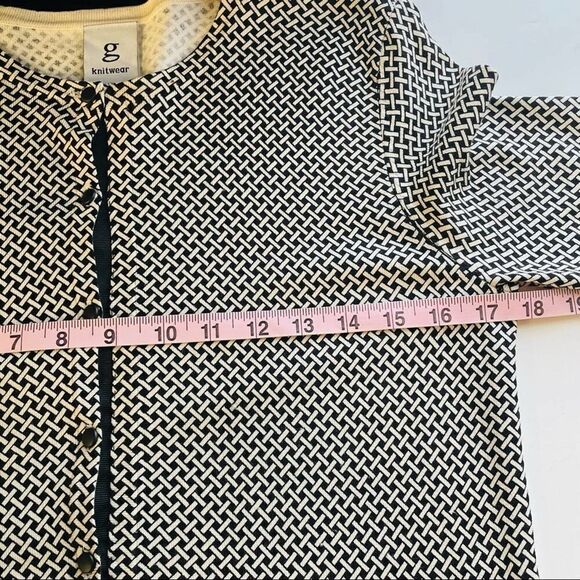 G Knitwear Silk Blend Cardigan Black and Cream Size Small - Picture 5 of 9